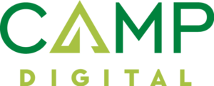 Logo with the word "CAMP" in large green letters and the word "DIGITAL" in smaller, lighter green letters below. The "A" in "CAMP" is stylized as a triangle.
